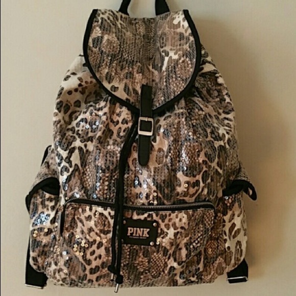 Victoria's Secret Handbags - Victoria's Secret Leopard Sequin Backpack